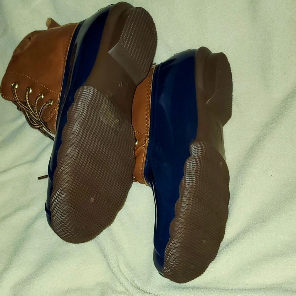 Jessica Carlyle Duck Lace Up Two Tone Combat Boots Brown/Blue Size 9 - Picture 7 of 8